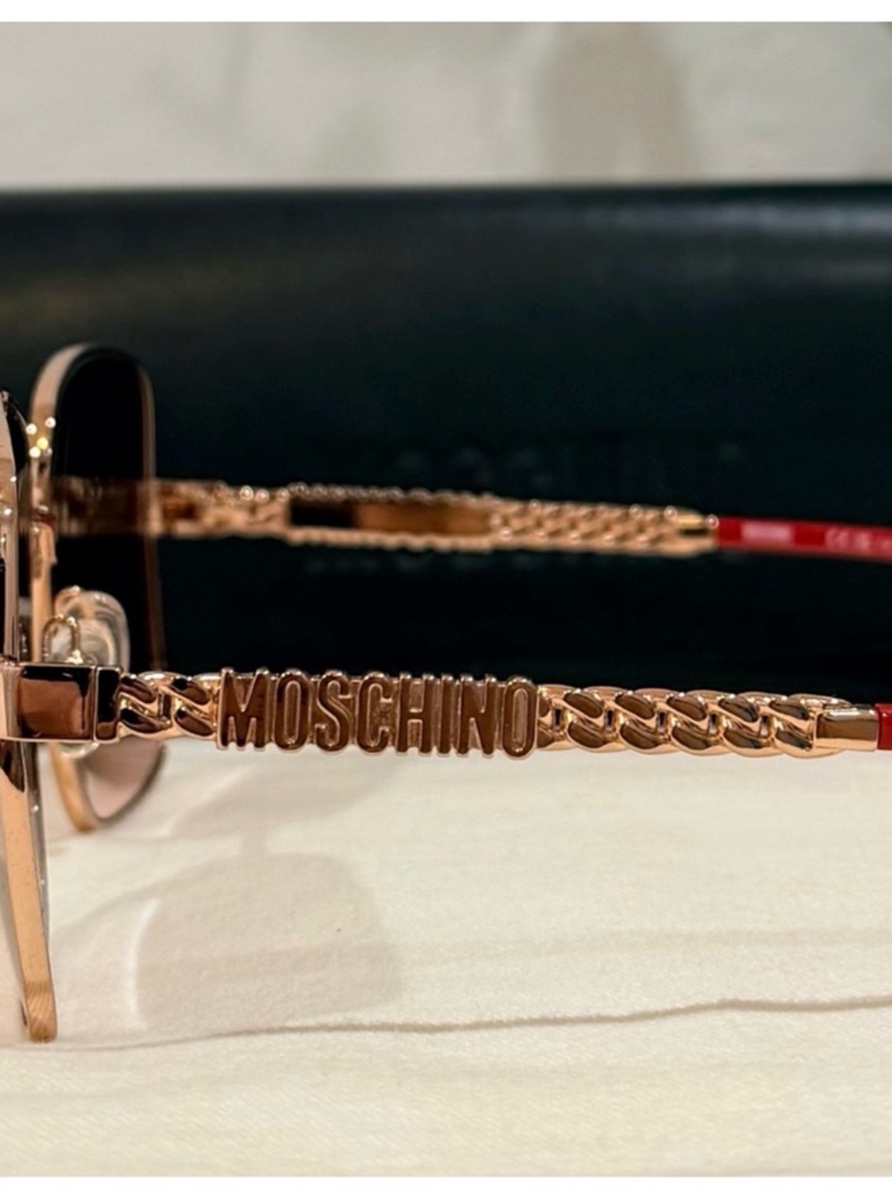 Moschino Gold Frame Sunglasses with Red Gradient Lenses - Picture 10 of 10